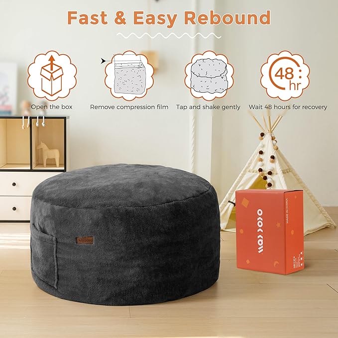 MAXYOYO Kids Bean Bag Chair, Stuffed Faux Fur Bean Bag - Image 7