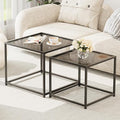 Garden 4 you Coffee Table Set of 2, Modern Glass Nesting Table, Metal Frame by Garden4you