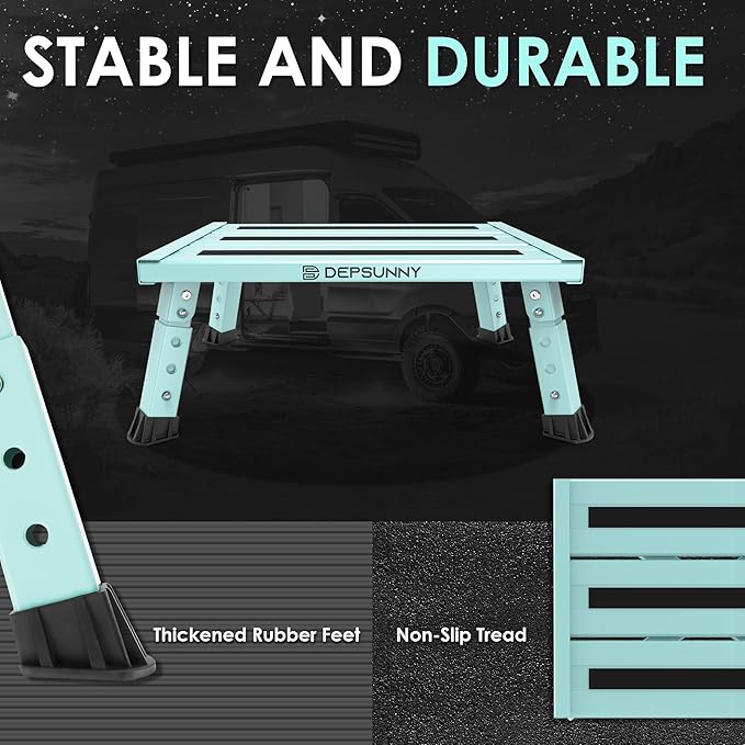 Adjustable Height Aluminum RV Step, Stable Foldable Platform Step Stool - Image 3