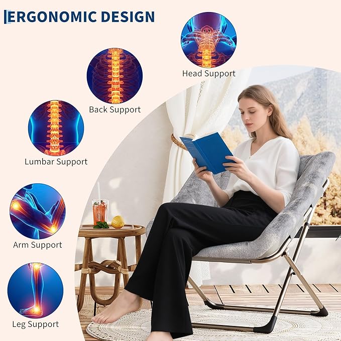 Comfy Chair for Adults, Foldable Living Room Chairs, Soft Faux Fur Folding - Image 6