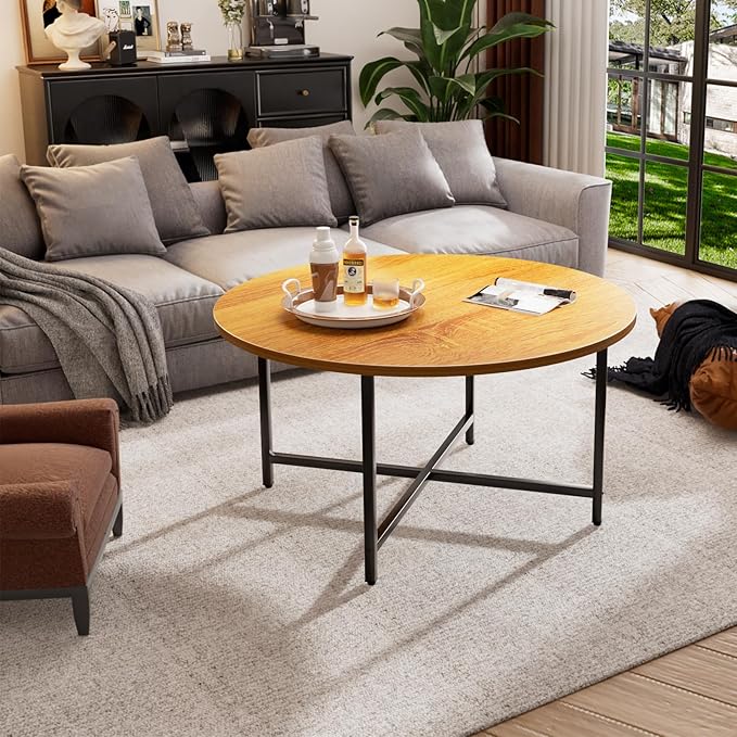 Round Coffee Table, 31.5" Circle Coffee Table，Modern Round Coffee Tables Living - Image 6