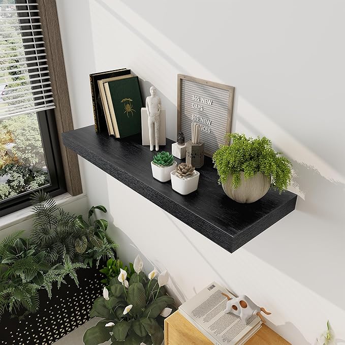 Black Floating Shelves 36 Inch Long, 12 Inch Deep Floating Shelves - Image 6