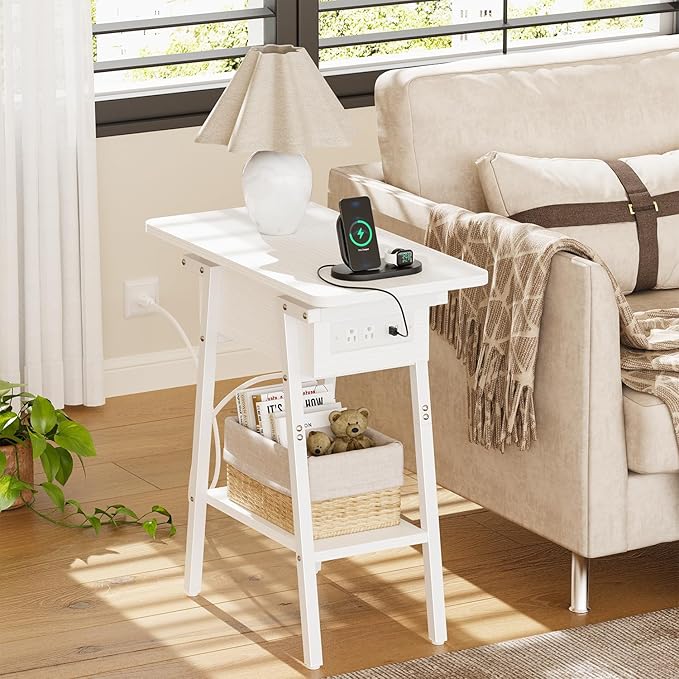 End Table with Charging Station, Flip Top Side Table with USB Ports and Outlets - Image 2