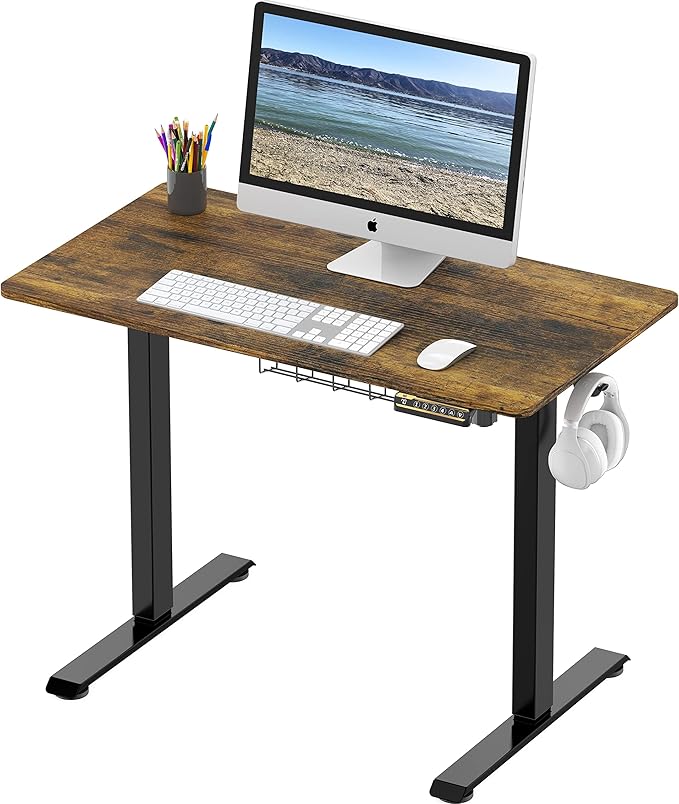 SHW 40 x 22 Inches Electric Height Adjustable Sit to Stand Desk by SHW