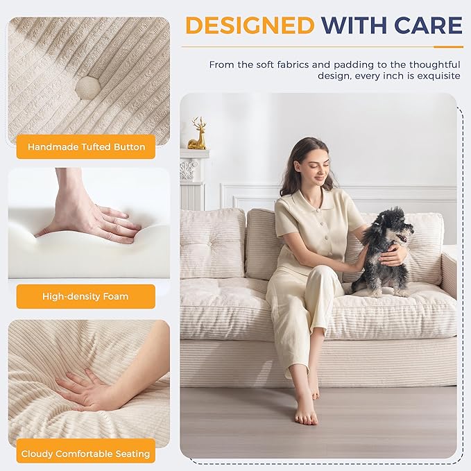 MAXYOYO 3 Seater Couch for Living Room, Boneless Couch - Image 5