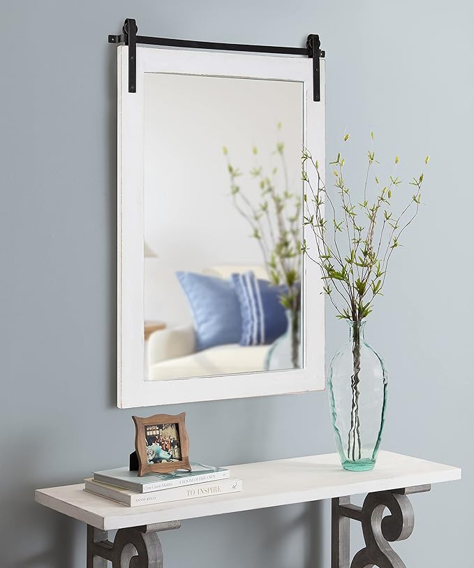 Kate and Laurel Cates Farmhouse Wood Framed Wall Mirror, 24 x 38, Barn - Image 3