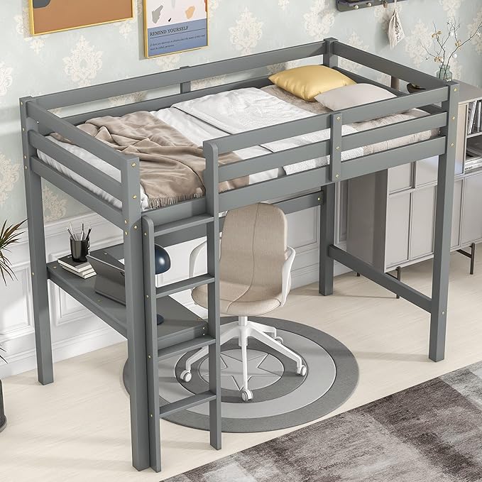 HomSof Twin Loft Bed with Built-in Desk by HomSof