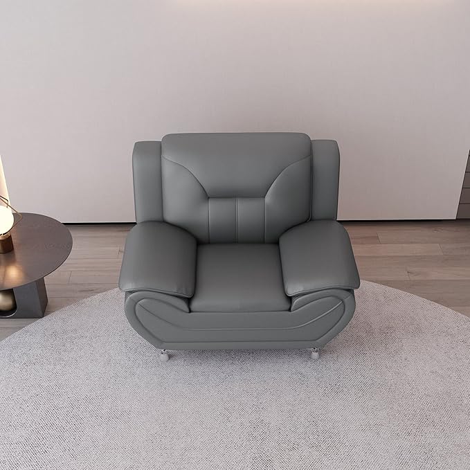 Container Furniture Direct Michael Modern Faux Leather Upholstered Stainless - Image 12