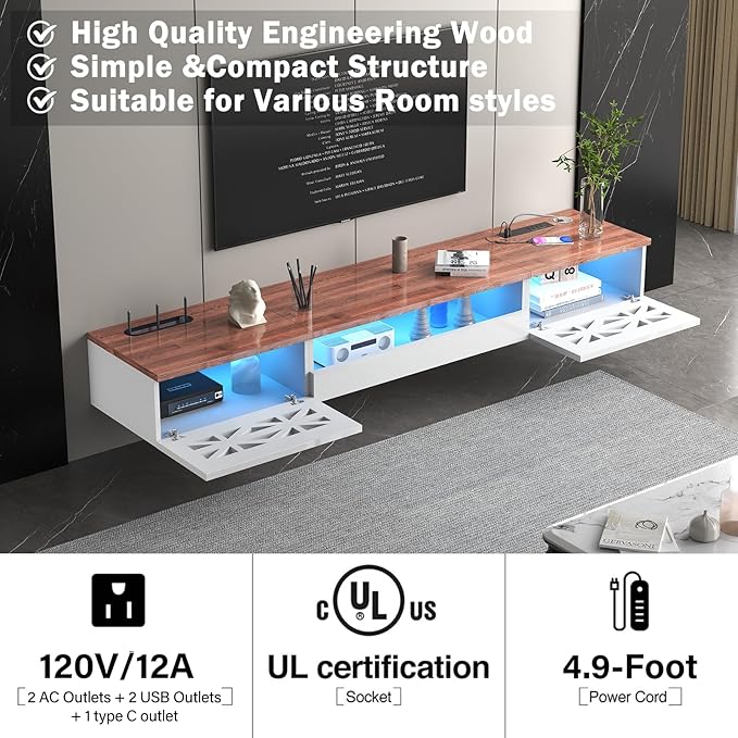 Floating TV Stand, Floating Wall Mounted TV Shelf - Image 7