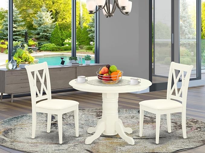 East West Furniture SHCL3-WHI-C 3 Piece Dining Room Furniture Set Contains a - Image 6