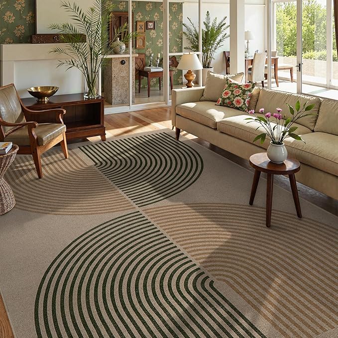 Lahome Modern Rainbow Outdoor Easy Jute Rug, Area Rugs 9x12 Living Room Patio by Lahome