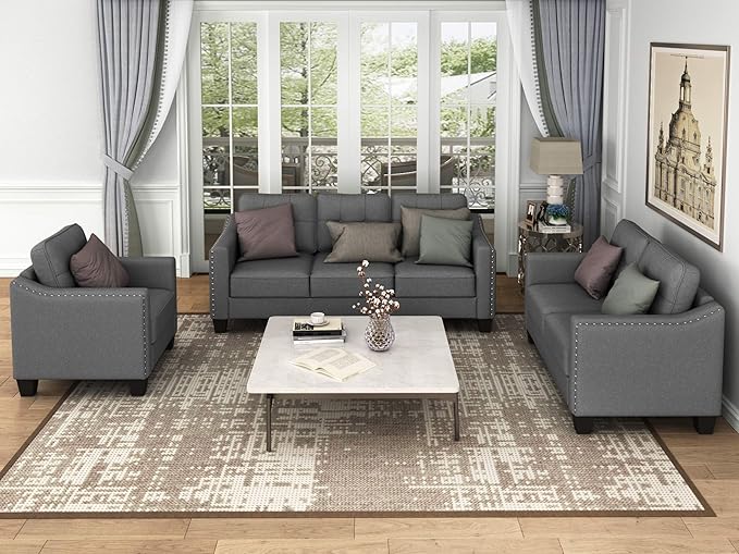 FANYE 3 Pieces Living Room Furniture Sets Include Sofa, Loveseat and Armchair - Image 3