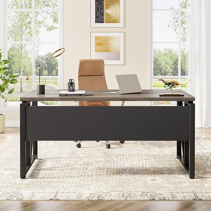 Tribesigns Office Desk with Drawers Sets, 55 inches L Shaped Computer Desk with - Image 6