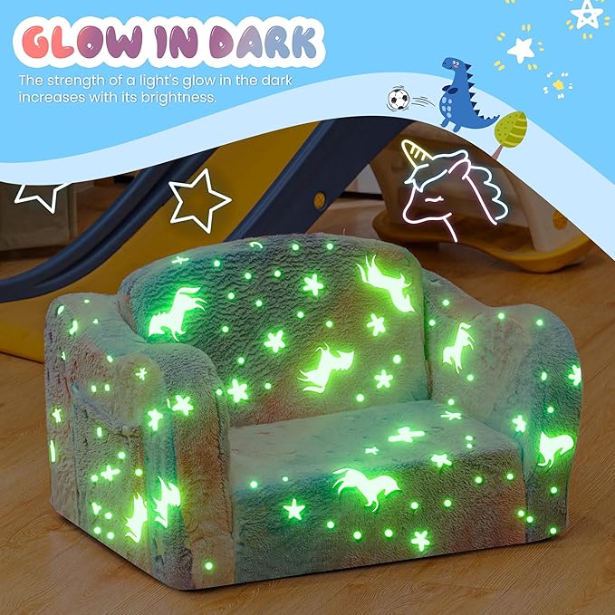 Lamerge 2-in-1 Toddler Couch, Glow in The Dark Baby Floor Bed, Foldable Toddler - Image 7
