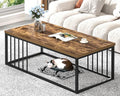 FOLUBAN Coffee Table, Modern Wood and Metal Living Room Table, Industrial by FOLUBAN
