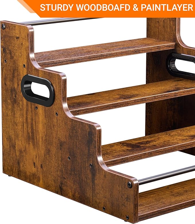 4-Tier Liquor Bottle Display Shelf, Holds up to 16 Bottles, Extra Large Rustic - Image 8
