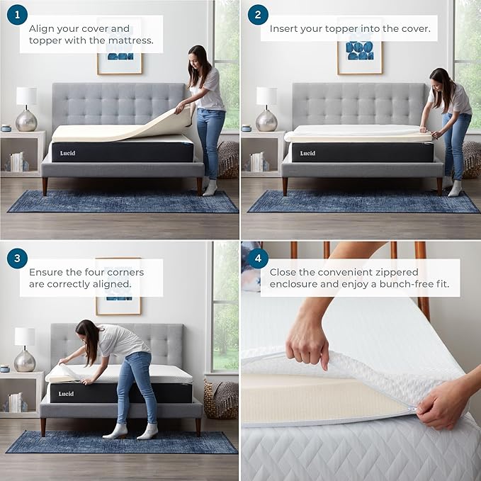LUCID 2 Inch Traditional Foam Topper and LUCID Zippered Enclosure Mattress - Image 2