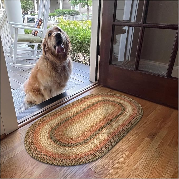 Russet Multicolor Jute Braided Oval Rug, 20x30 by Homespice