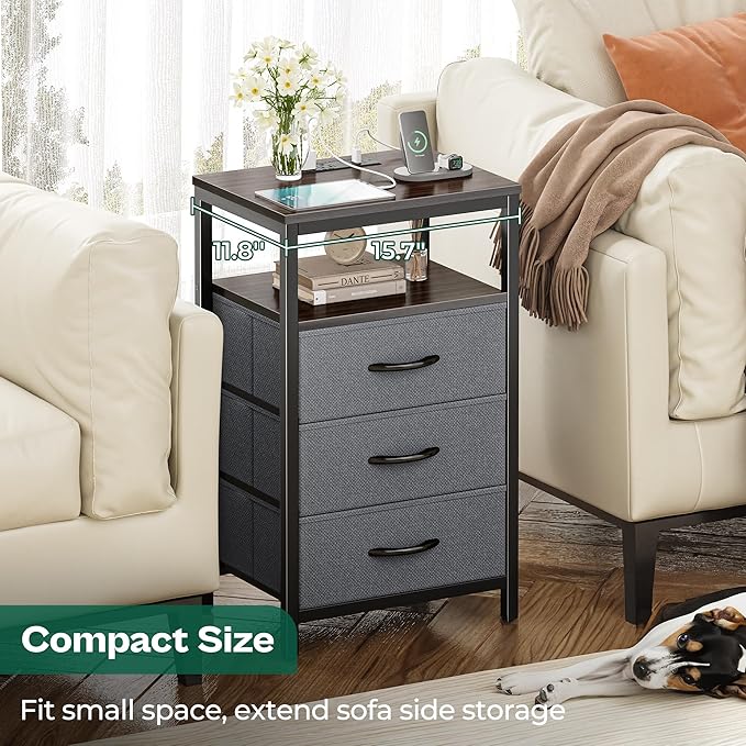 Huuger Nightstands Set of 2, 27.6 Inch End Tables - Image 3