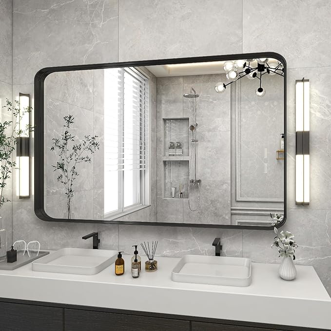 Bathroom Mirror 30x48 inch, Modern Round Corner Bathroom Vanity Mirror - Image 6
