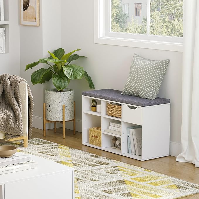 DINZI LVJ Shoe Bench, Entryway Storage Bench - Image 8