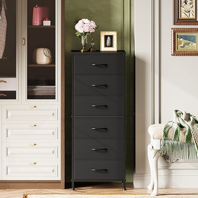 WLIVE Black Tall Dresser for Bedroom, 6 Drawer Dressers & Chests of Drawers - Image 5