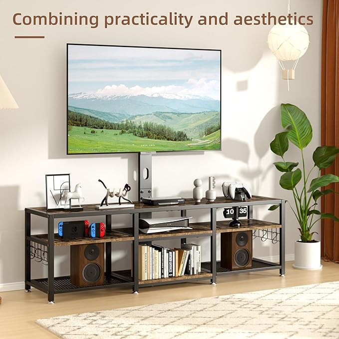VECELO 71" TV Stand with Mount and Power Outlets, Entertainment Center with - Image 3