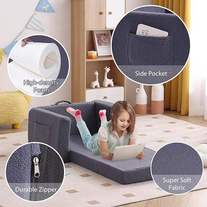Tiita Kids Sofa, 2-in-1 Kid Chairs, Convertible Children Couch to Lounger - Image 3