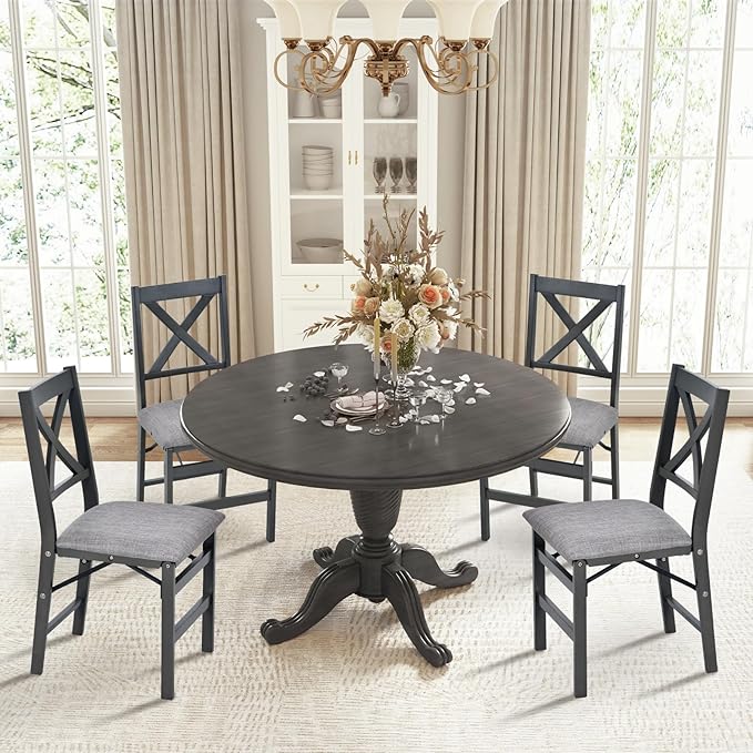 COLAMY Folding Dining Chairs Set of 4 – Dark Grey Upholstered Dining Room Chairs - Image 2