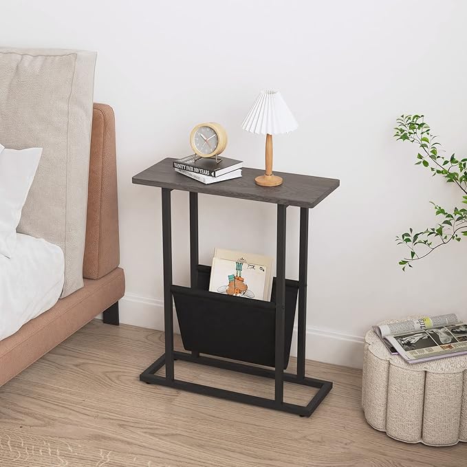 Yusong Small Narrow Side Table for Small Spaces, 17.7" W Slim End Table - Image 7