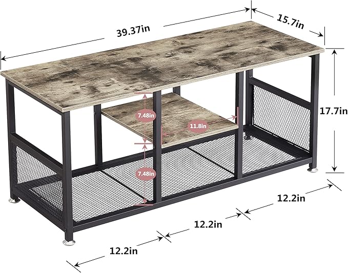 VECELO TV Stand Up to 50 Inches, 39 Inch Industrial Entertainment Center Media - Image 6