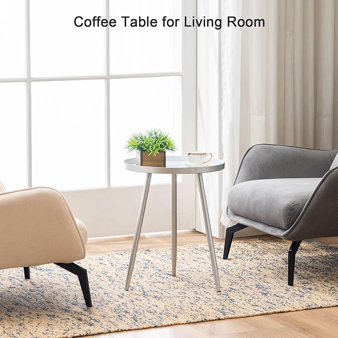 Apicizon 16" Round Side Table Set of 2, Mid Century Modern Coffee Table or - Image 7