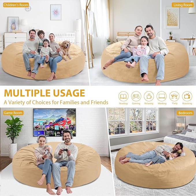 7FT Bean Bag Chair, Large Bean Bag Chairs - Image 5