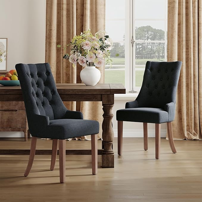 COLAMY Wingback Upholstered Dining Chairs Set of 4, Fabric Side Dining Room - Image 7