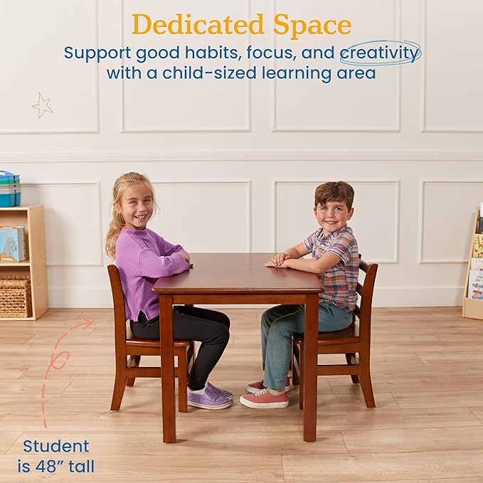 ECR4Kids 24in x 36in Rectangular Hardwood Table and Chair Set, 12in Seat Height - Image 4