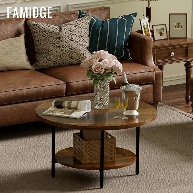 Round Coffee Table, 27.6" Circle Coffee Table - Image 2