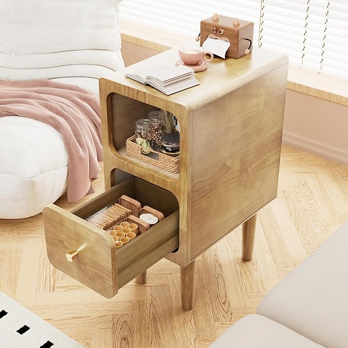 Narrow Nightstand, Solid Wood Night Stand - Image 6