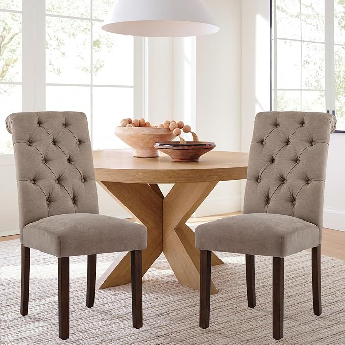 COLAMY Button Tufted Dining Chairs Set of 6, Parsons Upholstered Fabric Dining - Image 7