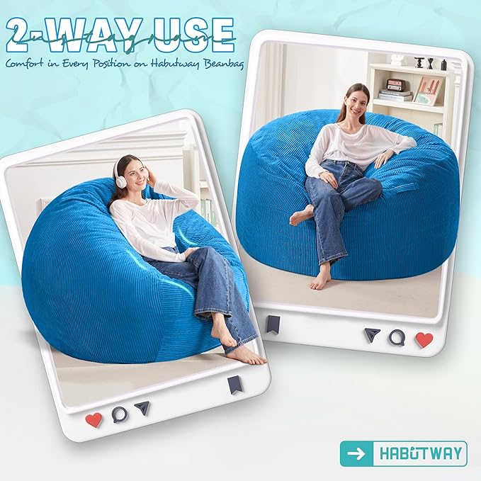 HABUTWAY 4FT Bean Bag Chair, Giant Bean Bag Chairs - Image 3