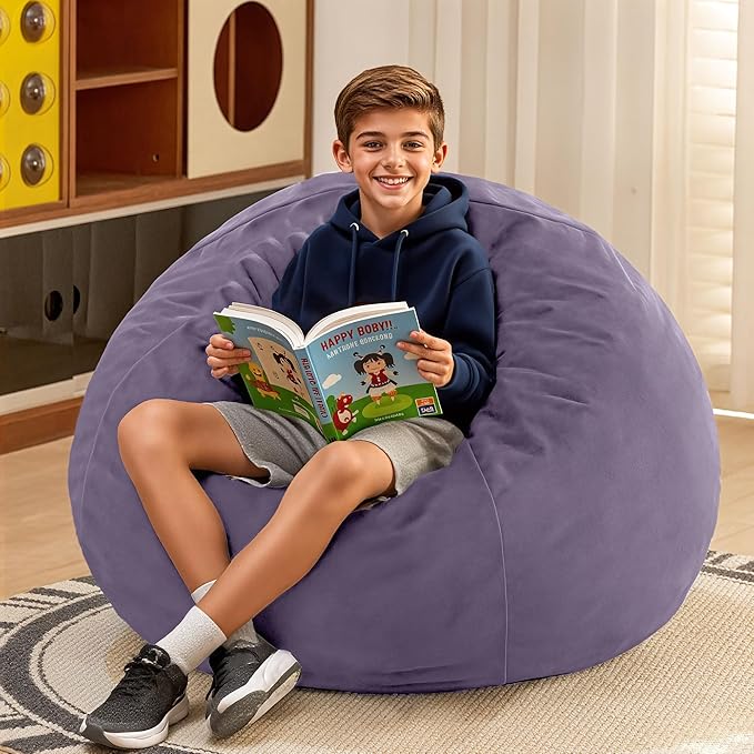 HABUTWAY 2FT Bean Bag Chair, Teardrop Bean Bag Chair Luxurious Velvet Ultra - Image 2