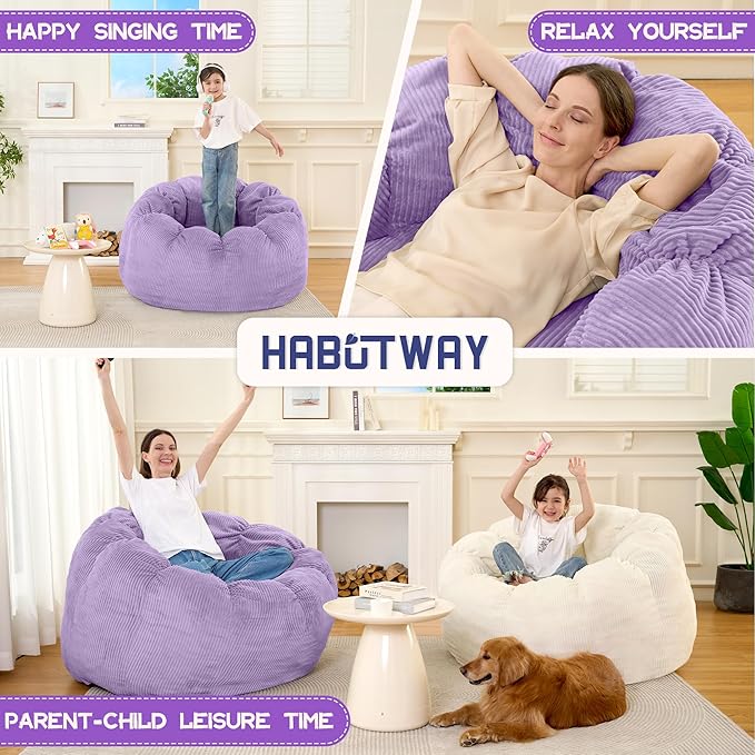 HABUTWAY Giant Bean Bag Chair for Adults/Kids/Teens, Pumpkin Bean Bag Couch - Image 6