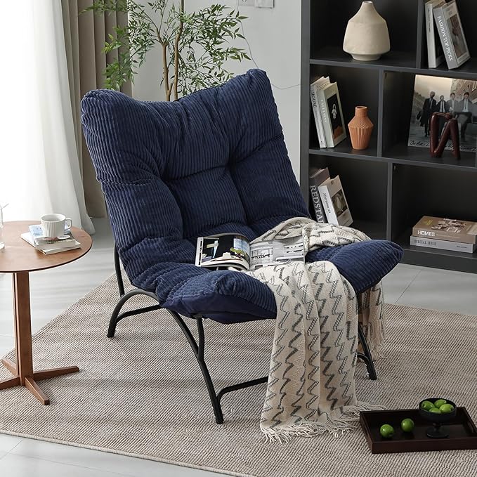 Welnow Accent Lounge Lazy Chair, Comfy Soft Leisure Metal Frame Reading Chair by LifeGetsBetterWithWelnow