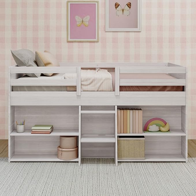 Max & Lily Modern Farmhouse Low Loft Bed, Twin Bed Frame - Image 3