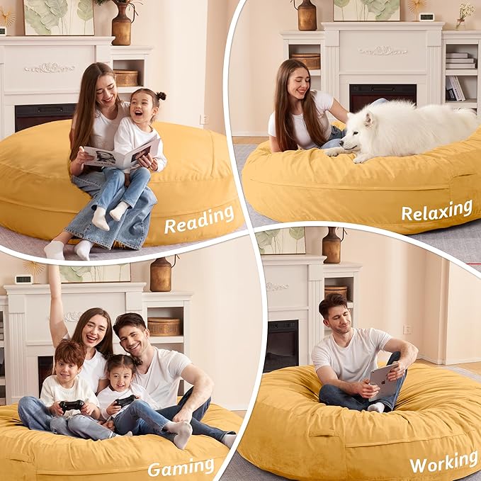 HABUTWAY XX-Large Bean Bag Chair: Giant 7' Memory Foam Furniture Bean Bag Chairs - Image 5