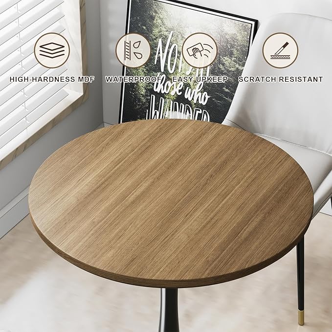 24" Small Tulip Table for 2 Person, Walnut Wood Round Dining Table for Kitchen - Image 4
