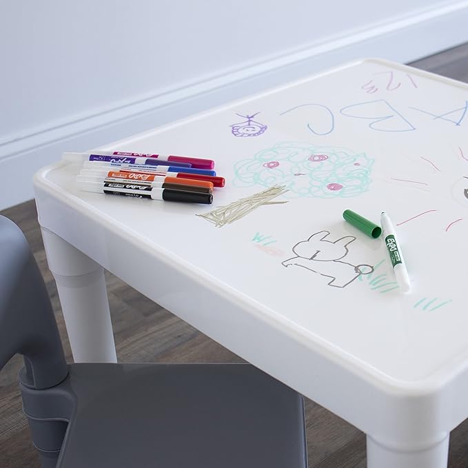 Humble Crew Kids Dry Erase Plastic Table and 2 Set - Image 7