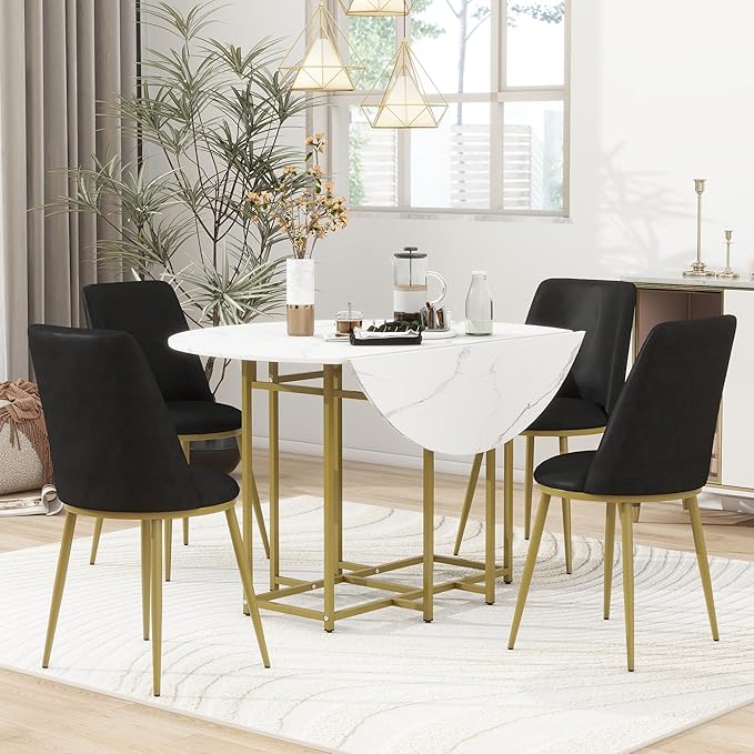 Ball & Cast Space-Saving 5-Piece Extendable Kitchen Dining Table Set w/ 4 - Image 3