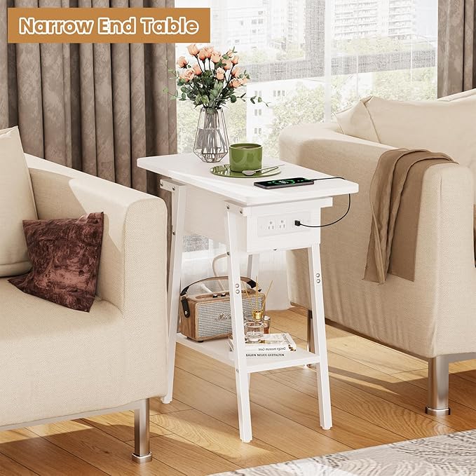 End Table with Charging Station, Flip Top Side Table with USB Ports and Outlets - Image 5