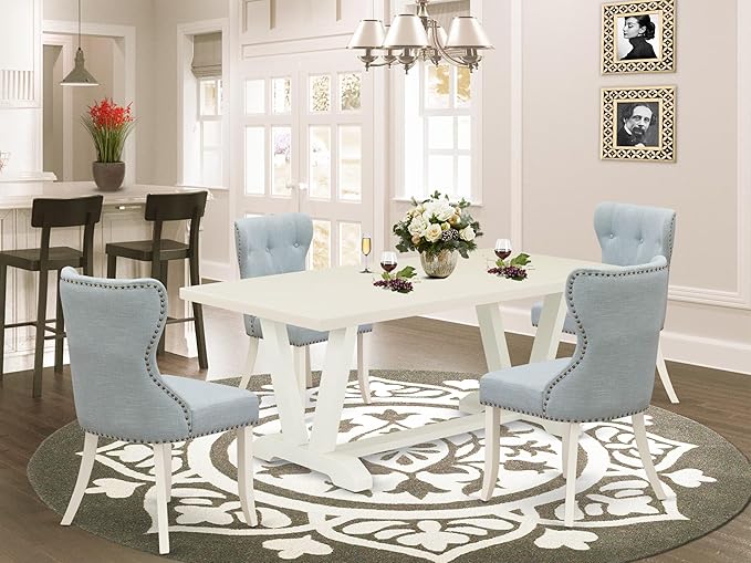 East West Furniture V027SI215-5 5 Piece Dining Table Set - Image 2