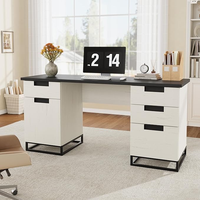 Garvee 59" Farmhouse Executive Desk, Home Office Desk - Image 2